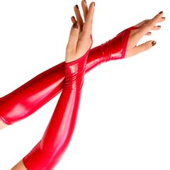Длинные красные виниловые митенки Art of Sex Lora, размер S картинка