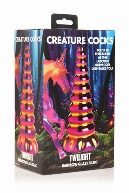 Фентезійний фалоімітатор скляний Creature Cocks Twilight Rainbow Glass Dildo (діаметр 5,1 см) зображення