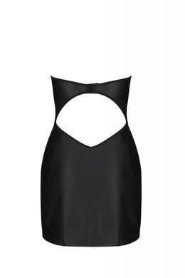 Міні-сукня з екошкіри зі шнурівкою + трусики Passion Celine Chemise black, розмір 4XL/5XL зображення