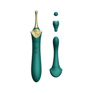 Вагінально-кліторальний вібратор із насадками Zalo Bess Turquoise Green (діаметр 3,2 см) зображення