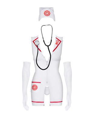 Рольовий костюм медсестри Obsessive Emergency dress + stethoscope, розмір S/M зображення