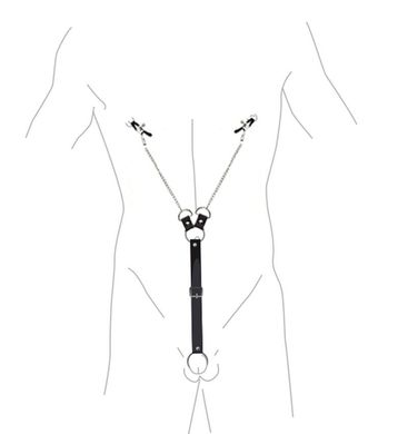 Чоловічі затискачі для сосків із фіксацією на мошонці Art of Sex Nipple Clamps for Men зображення