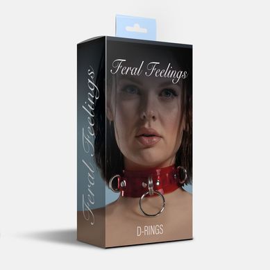 Чокер-ошейник прозрачный с кольцами Feral Feelings D-Rings Red Transparent картинка