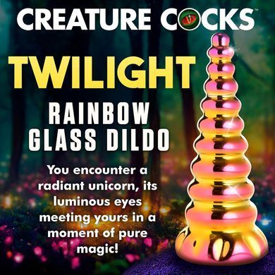 Фентезійний фалоімітатор скляний Creature Cocks Twilight Rainbow Glass Dildo (діаметр 5,1 см) зображення