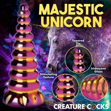 Фентезійний фалоімітатор скляний Creature Cocks Twilight Rainbow Glass Dildo (діаметр 5,1 см) зображення