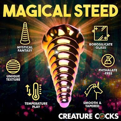 Фентезійний фалоімітатор скляний Creature Cocks Twilight Rainbow Glass Dildo (діаметр 5,1 см) зображення