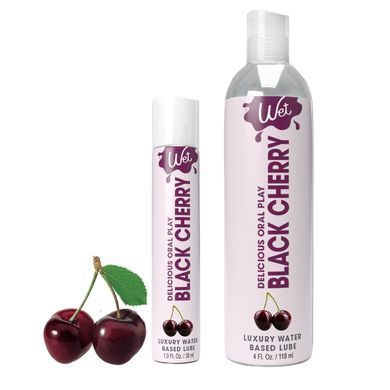 Їстівний лубрикант на водній основі без цукру Wet Oral Play Black Cherry, черешня (30 мл) зображення