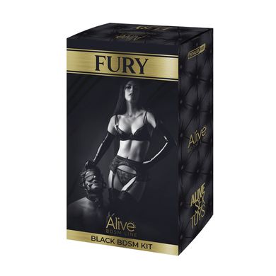 Набір для BDSM-ігор Alive FURY Black BDSM Kit (10 предметів) зображення