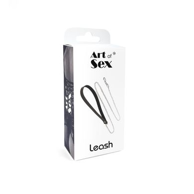 Поводок на цепочке из натуральной кожи Art of Sex Leash, черный картинка