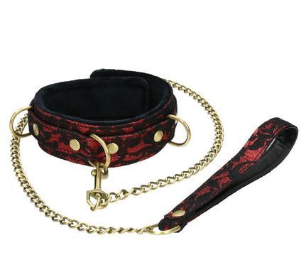 Кожаный ошейник с кружевом + поводок Liebe Seele Victorian Garden Collar with Leash картинка