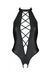 Боди из эко-кожи с имитацией шнуровки Passion Nancy Body black, размер L/XL картинка 5