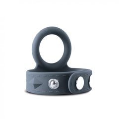 Двойное регулируемое эрекционное кольцо на кнопках Boners Cock & Ball Strap, размер S/M картинка