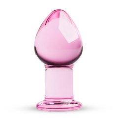 Розовая анальная пробка из стекла Gildo Pink Glass Buttplug No. 27 (диаметр 4,5 см) картинка