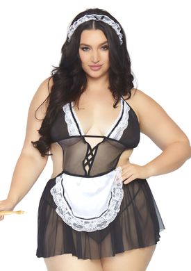 Рольовий костюм покоївки Leg Avenue Roleplay Fantasy French Maid + Black/White, розмір 1X-2X  зображення