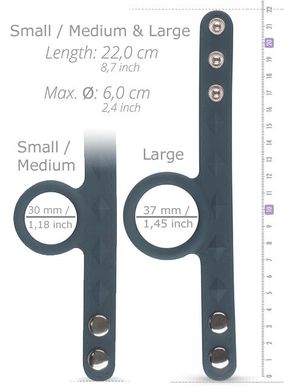 Подвійне регульоване ерекційне кільце на кнопках Boners Cock & Ball Strap, розмір S/M зображення