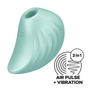 Вакуумний кліторальний стимулятор - мушля із вібрацією Satisfyer Pearl Diver Mint зображення