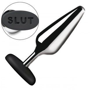 Металлическая анальная пробка Master Series Butt Slut Metal & Silicone Butt Plug Silver (диаметр 3,8 см) картинка