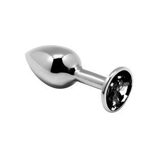 Металлическая анальная пробка с кристаллом Alive Mini Metal Butt Plug Black, размер M картинка