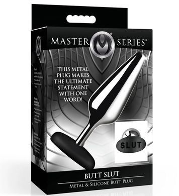Металева анальна пробка Master Series Butt Slut Metal & Silicone Butt Plug Silver (діаметр 3,8 см) зображення
