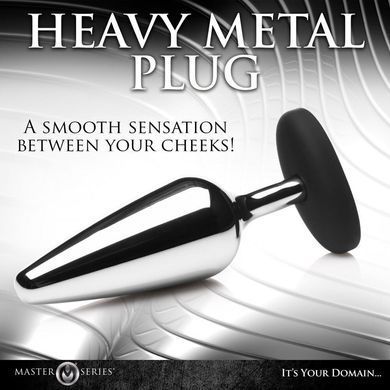 Металева анальна пробка Master Series Butt Slut Metal & Silicone Butt Plug Silver (діаметр 3,8 см) зображення