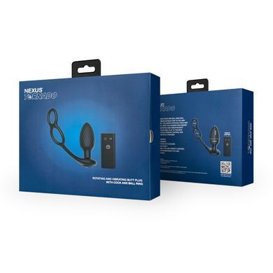 Анальна вібропробка з ротацією + пульт ДК Nexus Tornado Cock and Ball Ring (діаметр 3,9 см) зображення