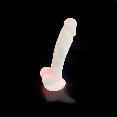 Фалоімітатор, що світиться в темряві SilexD Johnny Glow in the dark Pink, силікон+Silexpan (діаметр 3,5 см) зображення