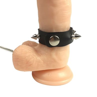 Кожаное кольцо для пениса с шипами и поводком Art of Sex Penis Ring картинка