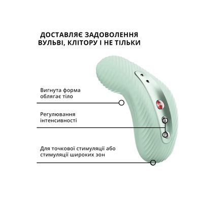 Накладной клиторальный вибратор с эффектом постукивания пальцем Fun Factory LAYA III sage green картинка