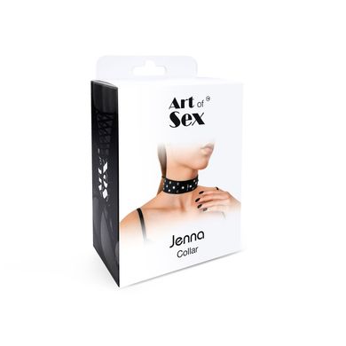 Шкіряний нашийник з заклепками та стразами Art of Sex Jenna Collar, чорний зображення