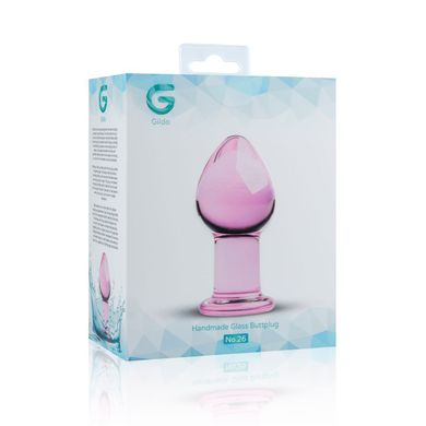 Рожева анальна пробка зі скла Gildo Pink Glass Buttplug No. 27 (діаметр 4,5 см) зображення