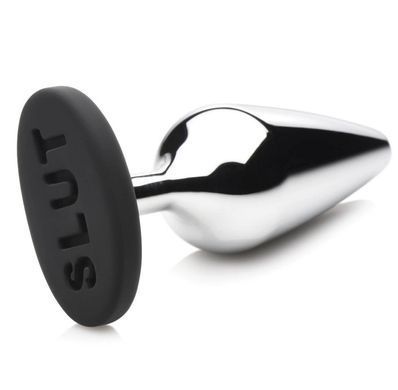 Металева анальна пробка Master Series Butt Slut Metal & Silicone Butt Plug Silver (діаметр 3,8 см) зображення