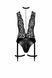 Боди с кружевным верхом и подвязками Noir Handmade F297 Libido Deep-V bodysuit with collar, perl chain and garter, размер S картинка 4