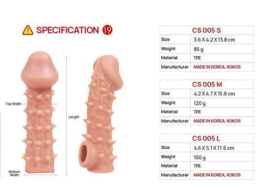 Насадка на член з отвором для мошонки Kokos Cock Sleeve CS 005, розмір M зображення