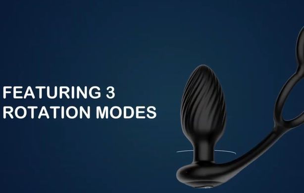 Анальна вібропробка з ротацією + пульт ДК Nexus Tornado Cock and Ball Ring (діаметр 3,9 см) зображення