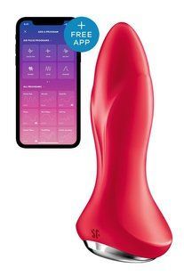 Анальна смарт вібропробка із перловим масажем Satisfyer Rotator Plug 1+ Red (діаметр 3,5 см) зображення