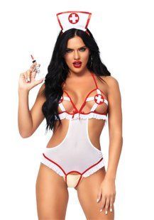 Рольовий костюм медсестри Leg Avenue Roleplay Naughty Nurse OS White/Red зображення