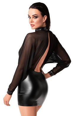 Эротическое платье Noir Handmade F348 Powerwetlook and tulle dress, размер L картинка