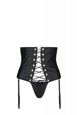 Пояс-корсет из экокожи со шнуровкой + стринги Passion Celine Set black, размер 4XL/5XL картинка
