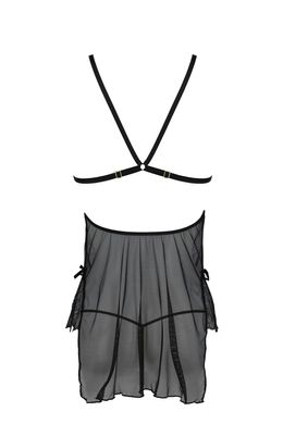 Прозрачная рубашка с кружевом + стринги Passion DELIENA CHEMISE black, размер L/XL картинка