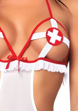 Ролевой костюм медсестры Leg Avenue Roleplay Naughty Nurse OS White/Red картинка