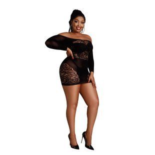 Сукня-сітка з довгим рукавом Moonlight Plus Model 07 Black, розмір XL-XXXL  зображення