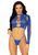 Комплект топ + стринги Leg Avenue Long sleeve crop top & string Royal Blue One Size картинка