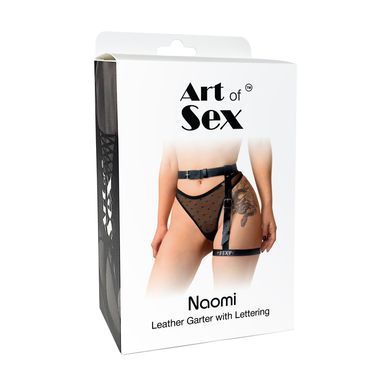 Рожевий гартер на ногу з натуральної шкіри з написом SEXY Art of Sex Naomi, розмір XS-2XL зображення