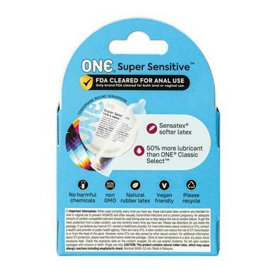 Презервативи ультразволожені ONE Super Sensitive (3 шт, картонна коробка) зображення