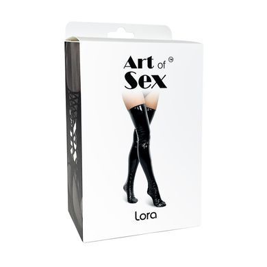 Черные сексуальные виниловые чулки Art of Sex Lora, размер S картинка
