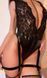 Боді з мереживним верхом та підв'язками Noir Handmade F297 Libido Deep-V bodysuit with collar, pearl chain and garter, розмір M картинка 11