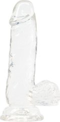 Прозрачный фаллоимитатор на присоске ADDICTION Clear Dildo with Balls 6″ + вибропуля в подарок (диаметр 3,8 см) картинка