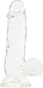 Прозрачный фаллоимитатор на присоске ADDICTION Clear Dildo with Balls 6&Prime; + вибропуля в подарок (диаметр 3,8 см) картинка