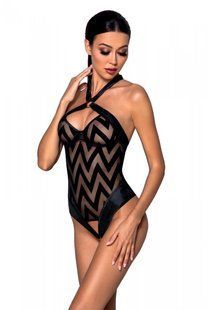 Боді з халтером та ритмічним малюнком Passion Hima Body black, розмір L/XL зображення