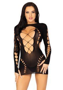 Безшовна мінісукня Leg Avenue Long sleeve cut out mini dress Black O/S зображення